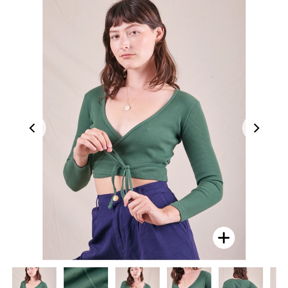 Big Bud Press Green Wrap Crop Sweater